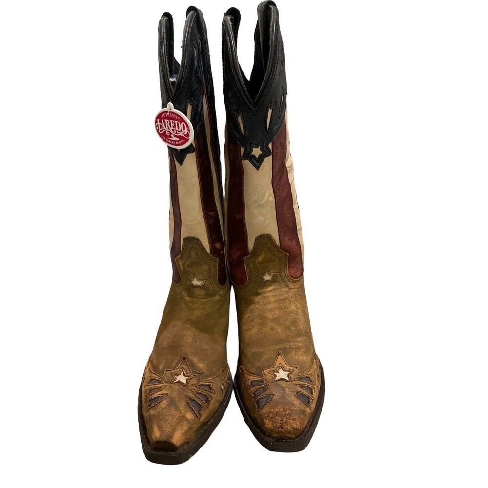 Laredo Keyes Patriotic Snip Toe Cowboy  Womens Brown, Multi Casual Boots…